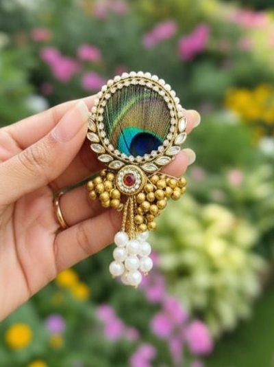 Peacock Feather Pearl Brooch