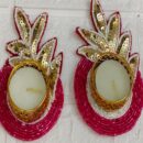 Pink & Gold Beaded Wall Diya