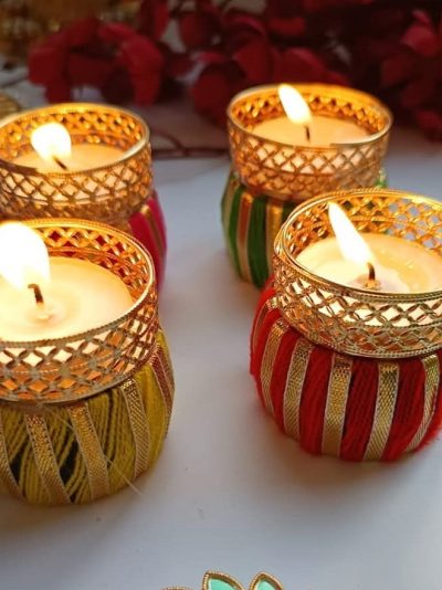 Round Fabric Tea Light Holders